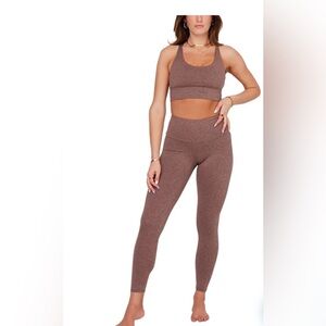 Onzie Eco Luxe 2-piece sport bra and legging set in Mocha
